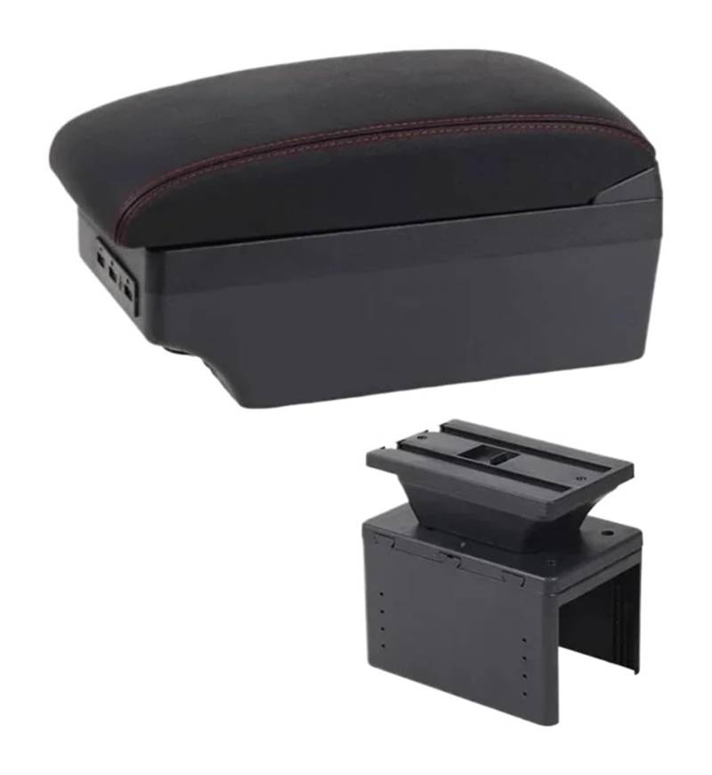 Glove Handschuhfach Für TT Coupe Für TT Center Storage Box Teile Mit USB Auto Armlehne Box Armlehne Lagerung Box(E1 Red Line) von BUTUFYTR