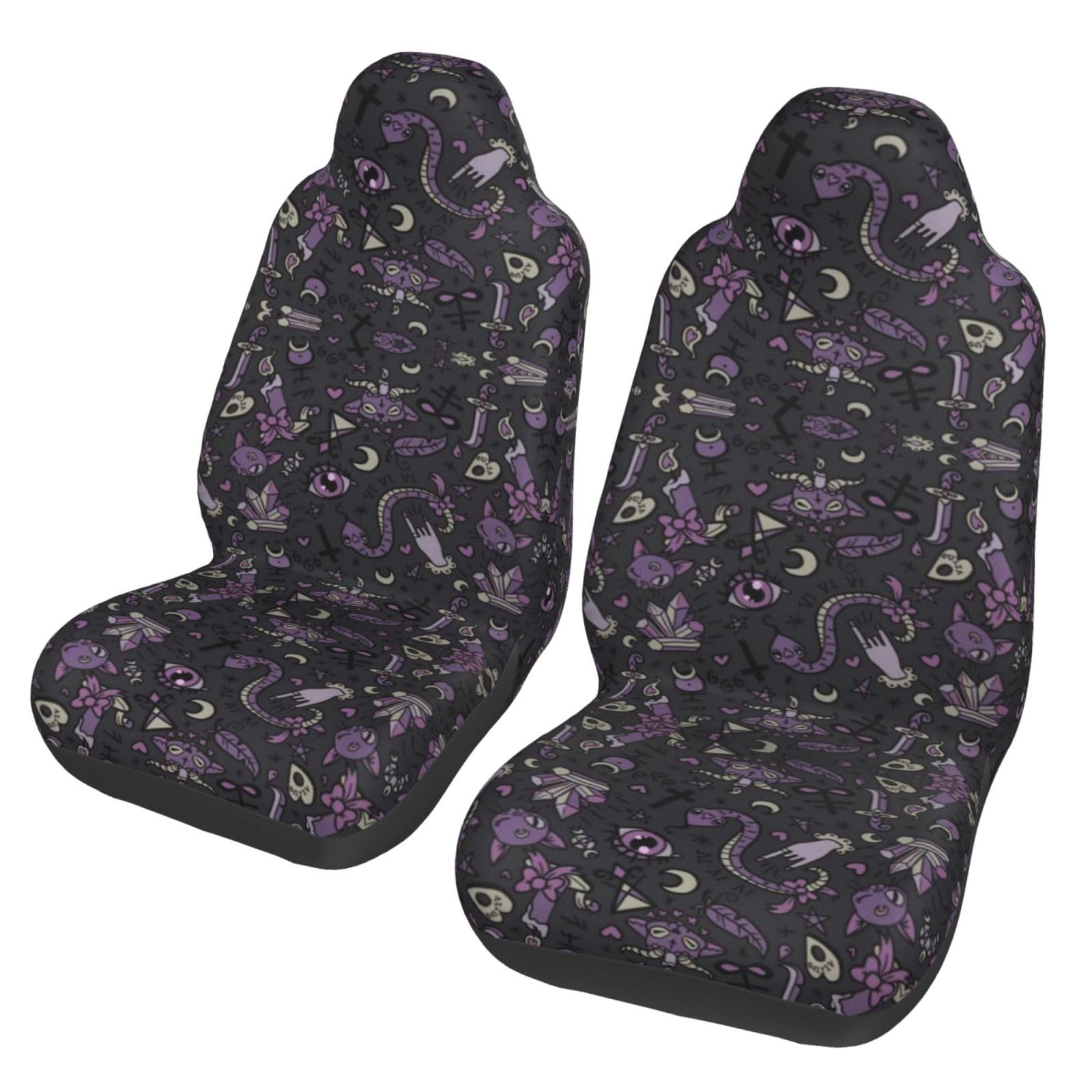 BUULOO Lila Schwarz Goth Gruseliger Autositzbezug 2-teiliges Set, Autositzschoner, Abnehmbare Kopfstütze, Mehrere Muster Dekoration BUULOO Lila Schwarz Goth Gruseliger Autositzbezug 2-teiliges Set, Autositzschoner, Abnehmbare Kopfstütze, Mehrere Muster Dekoration von BUULOO