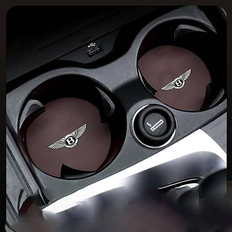 2 Stück Auto Untersetzer, für Bentley Continental GTC III Cabriolet 2019-2023 rutschfest Anti-Staub Isolierte Untersetzer Auto Getränkehalter Matte Auto Deko Zubehör,C von BUVBRJDR