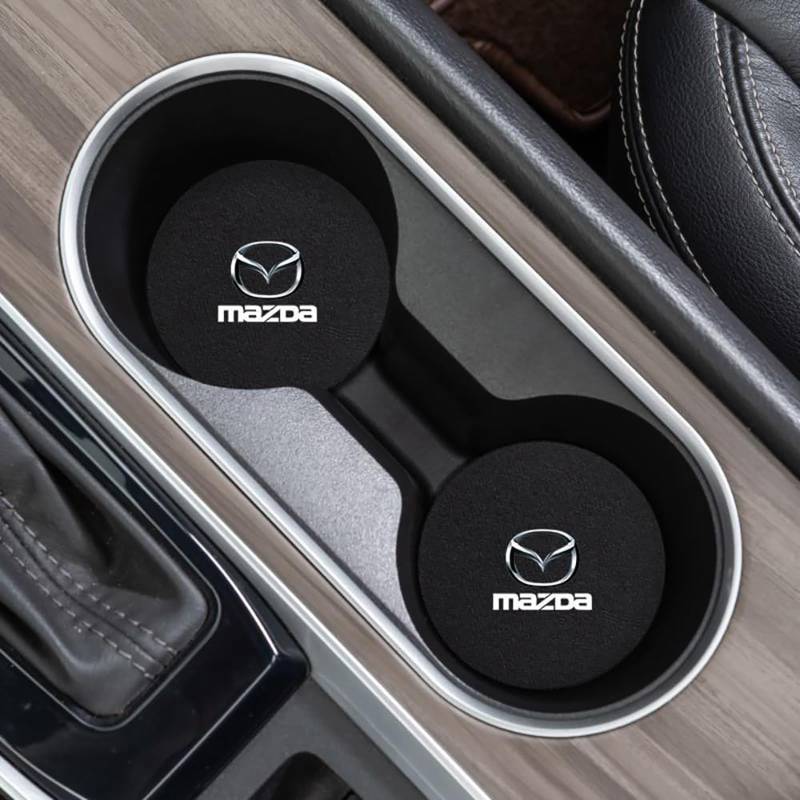 2 Stück Auto Untersetzer, für Mazda 3 5 6 CX-3 CX-30 CX-5 CX-7 CX-8 CX-9 MX-5 rutschfest Anti-Staub Isolierte Untersetzer Auto Getränkehalter Matte Auto Deko Zubehör,B von BUVBRJDR