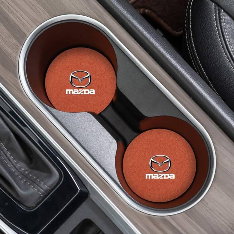 2 Stück Auto Untersetzer, für Mazda 3 5 6 CX-3 CX-30 CX-5 CX-7 CX-8 CX-9 MX-5 rutschfest Anti-Staub Isolierte Untersetzer Auto Getränkehalter Matte Auto Deko Zubehör,E von BUVBRJDR