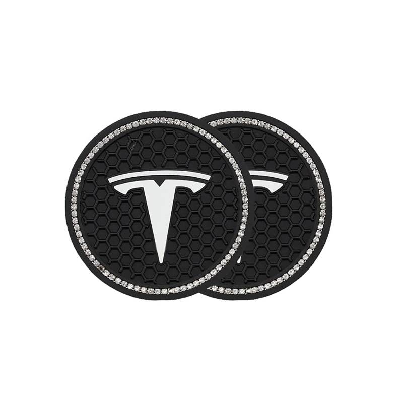 2 Stück Auto Untersetzer, für Tesla Model Y 2020 2021 rutschfest Anti-Staub Isolierte Untersetzer Auto Getränkehalter Matte Auto Deko Zubehör,B von BUVBRJDR