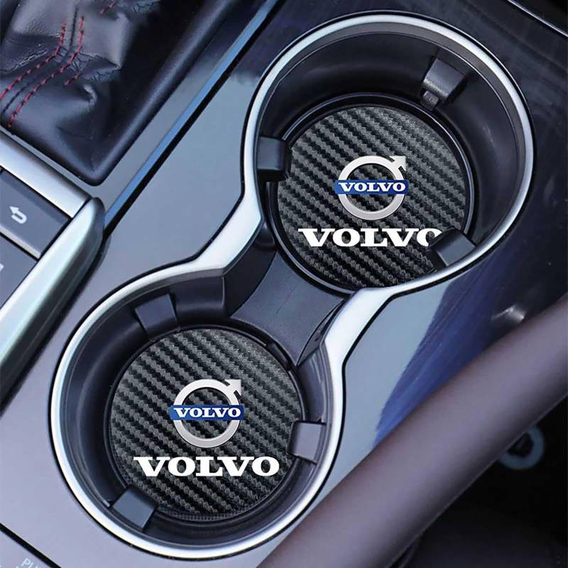 2 Stück Auto Untersetzer, für Volvo EX30 2023-2024 rutschfest Anti-Staub Isolierte Untersetzer Auto Getränkehalter Matte Auto Deko Zubehör von BUVBRJDR