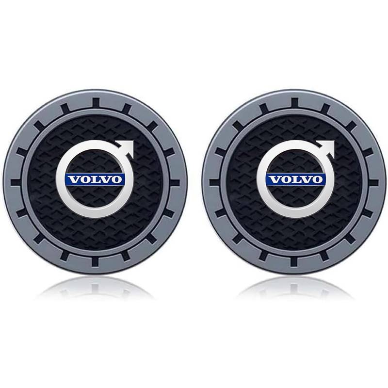 2 Stück Auto Untersetzer, für Volvo S90 S60 XC60 XC40 XC90 V40 V60 S60 S80 rutschfest Anti-Staub Isolierte Untersetzer Auto Getränkehalter Matte Auto Deko Zubehör,A von BUVBRJDR