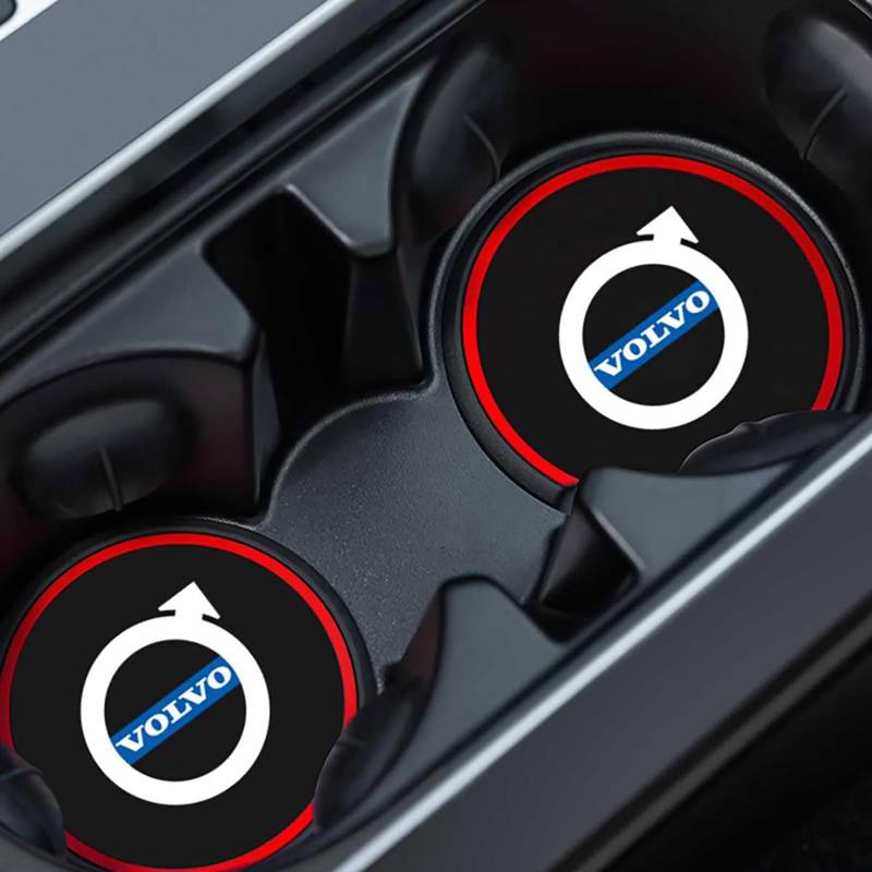 2 Stück Auto Untersetzer, für Volvo XC60 S90 V90 S60 XC40 XC90 rutschfest Anti-Staub Isolierte Untersetzer Auto Getränkehalter Matte Auto Deko Zubehör von BUVBRJDR