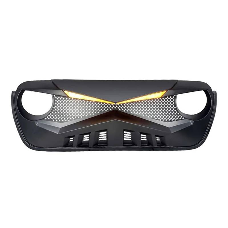 Auto-Kühlergrill, mattschwarz, kompatibel mit Jeep Wrangler JL 2018–2023, Ritterlampe, Augenbrauen-Stil, Schutzgitter, Frontstoßstangengrill, Renngrills von BUniq
