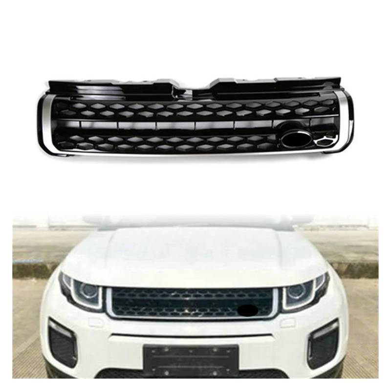 Compatible for Land Rover Range Rover Evoque 2010 2011 2012 2013 2014 2015 2016 2017 2018 Car Upper Front Bumper Grille Grill Black Emblem (Color : Siver black) von BUniq