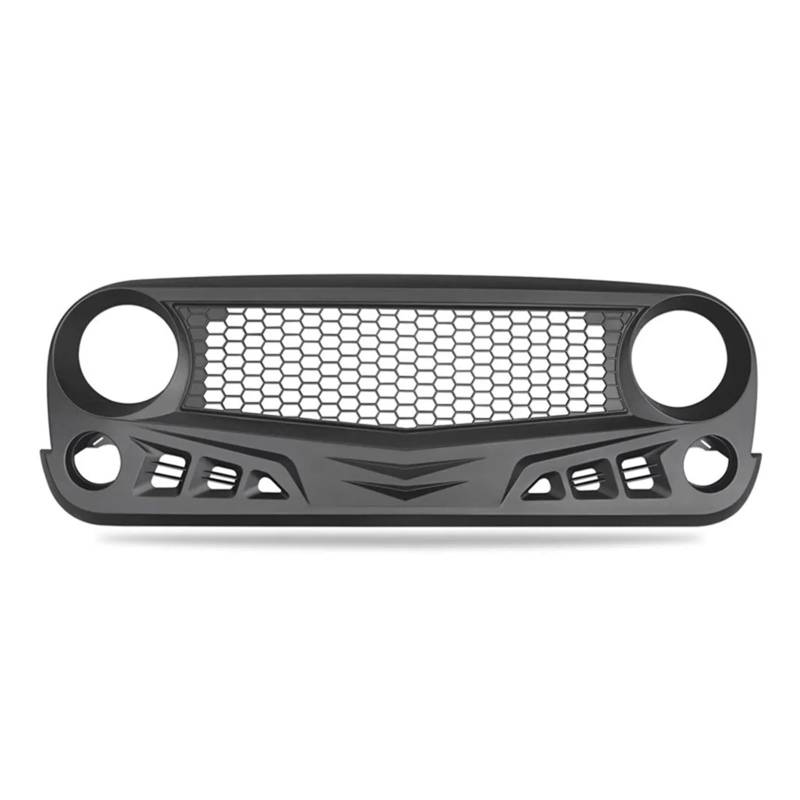 Front Racing Grill Hood Grille ABS Mattschwarz Autoteile Frontstoßstange Mesh Grilles Trim Cover Kompatibel for Jeep Wrangler JK 2007–2017 von BUniq