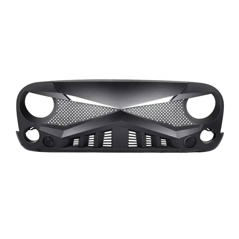 Kühlergrill mit DRL-Blinker, Mattschwarz, kompatibel for Jeep Wrangler JK 2007–2017, Auto-Frontstoßstangengrills, ABS-Schutzgitter von BUniq
