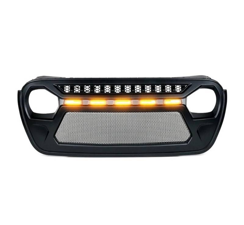 Modifizierte Frontgrill-Stoßstangengitter, Netzabdeckung, kompatibel mit Jeep Wrangler JL und kompatibel mit Gladiator JT 2018–2022, mattschwarze Racing-Grill-Teile von BUniq