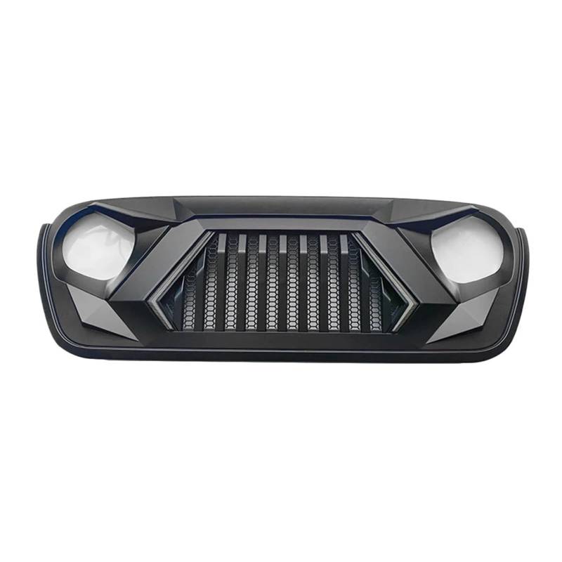 Style-Kühlergrill, kompatibel mit Jeep Wrangler JL, kompatibel mit Gladiator JT 2018–2023, Mesh-Grills, Upgrade der oberen Gitter-Frontstoßstangenabdeckung mit DRL-Licht von BUniq