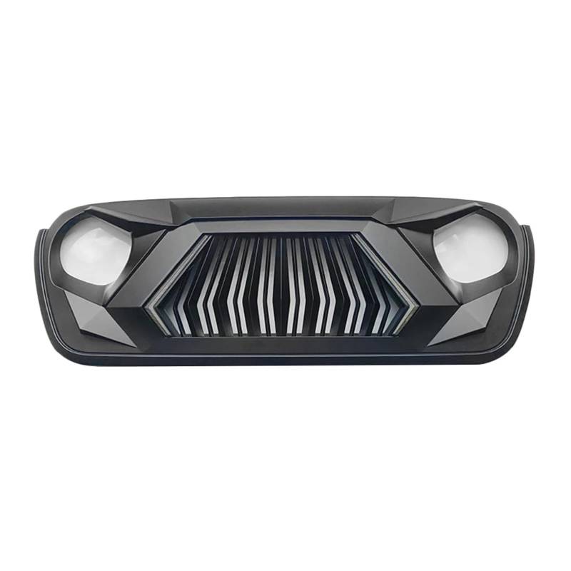 Upgrade des Frontstoßstangengrills im Warcraft-Stil, kompatibel mit Jeep Wrangler JL, kompatibel mit Gladiator JT 2018–2023, oberen Gitter-Renngrills mit DRL-Licht von BUniq