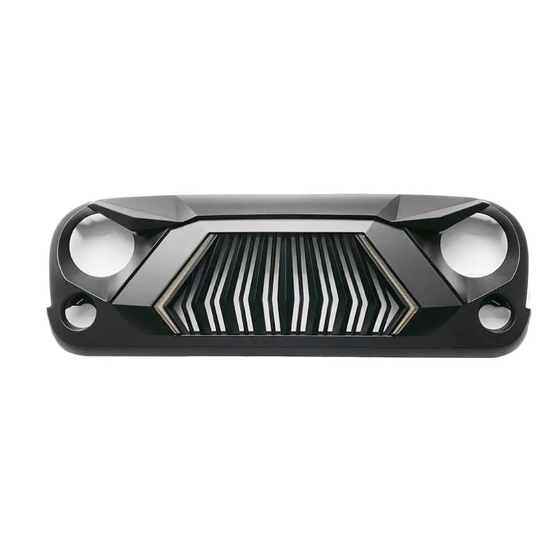 Upgrade kompatibel for Frontstoßstangengrill-Netzabdeckung im Warcraft-Stil, kompatibel mit Jeep Wrangler JK 2007–2017, oberen Gitter-Renngrills mit DRL-Licht von BUniq