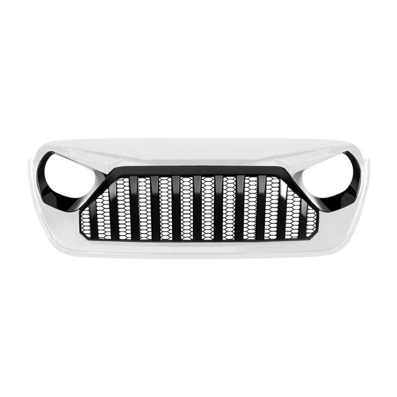 Weißer und schwarzer Frontgrill, kompatibel mit Jeep Wrangler JL, kompatibel mit Gladiator JT 2018–2023, Frontstoßstangen-Netzabdeckung, Renngrills, oberes Schutzgitter von BUniq