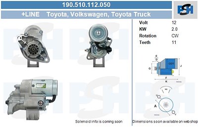 Bv Psh Anlasser / Starter [Hersteller-Nr. 190.510.112.050] für Toyota von BV PSH