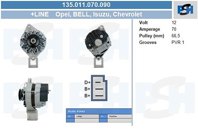 Bv Psh Generator [Hersteller-Nr. 135.011.070.090] für Opel von BV PSH