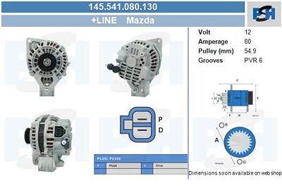 Bv Psh Generator [Hersteller-Nr. 145.541.080.130] für Mazda von BV PSH
