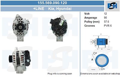 Bv Psh Generator [Hersteller-Nr. 155.569.090.120] für Hyundai, Kia von BV PSH