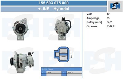 Bv Psh Generator [Hersteller-Nr. 155.603.075.000] für Hyundai, Kia von BV PSH