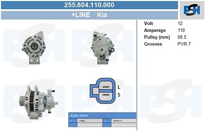 Bv Psh Generator [Hersteller-Nr. 255.604.110.000] für Hyundai, Kia von BV PSH