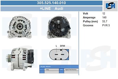 Bv Psh Generator [Hersteller-Nr. 305.525.140.010] für Audi, Skoda, VW von BV PSH