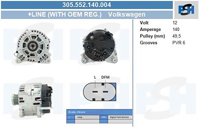 Bv Psh Generator [Hersteller-Nr. 305.552.140.004] für Audi, Seat, Skoda, VW von BV PSH