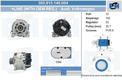 Bv Psh Generator [Hersteller-Nr. 305.915.140.004] für Audi, Seat, Skoda, VW von BV PSH