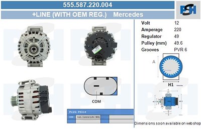 Bv Psh Generator [Hersteller-Nr. 555.587.220.004] für Mercedes-Benz von BV PSH