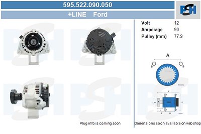 Bv Psh Lichtmaschine 90A [Hersteller-Nr. 595.522.090.050] für Ford von BV PSH