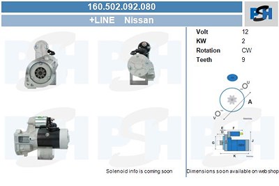 Bv Psh Starter [Hersteller-Nr. 160.502.092.080] für Nissan von BV PSH