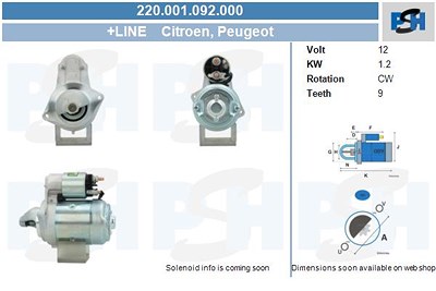 Bv Psh Starter [Hersteller-Nr. 220.001.092.000] für Fiat von BV PSH