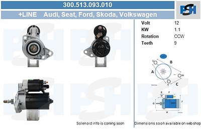 Bv Psh Anlasser [Hersteller-Nr. 300.513.093.010] für Audi, Seat, Skoda, VW von BV PSH