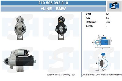 Bv Psh Anlasser [Hersteller-Nr. 210.506.092.010] für BMW von BV PSH