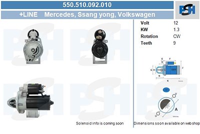 Bv Psh Anlasser [Hersteller-Nr. 550.510.092.010] für Mercedes-Benz von BV PSH