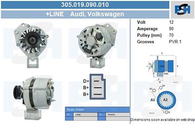 Bv Psh Lichtmaschine 90A [Hersteller-Nr. 305.019.090.010] für Audi, Seat, VW von BV PSH