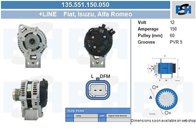 Bv Psh Generator [Hersteller-Nr. 135.551.150.050] für Alfa Romeo, Fiat von BV PSH