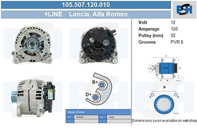 Bv Psh Generator [Hersteller-Nr. 105.507.120.010] für Alfa Romeo, Lancia von BV PSH