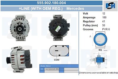 Bv Psh Generator [Hersteller-Nr. 555.902.180.004] für Mercedes-Benz von BV PSH