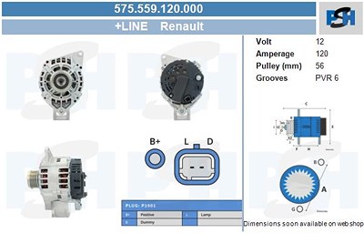 Bv Psh Generator [Hersteller-Nr. 575.559.120.000] für Dacia, Renault, Volvo von BV PSH