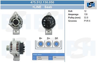 Bv Psh Generator [Hersteller-Nr. 475.512.130.050] für Cadillac, Saab von BV PSH