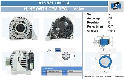 Cv psh Generator Volvo: Xc90 I, S60 I 815.521.140.014 von BV PSH