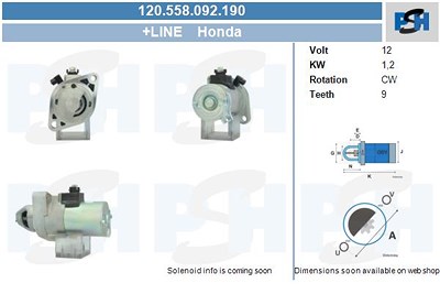 Bv Psh Starter [Hersteller-Nr. 120.558.092.190] für Honda von BV PSH