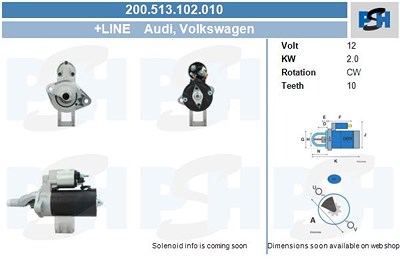 Bv Psh Starter [Hersteller-Nr. 200.513.102.010] für Audi, Skoda, VW von BV PSH