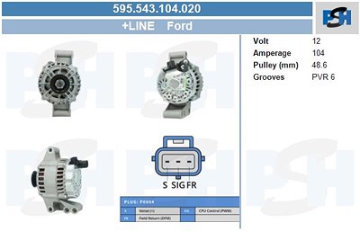 Bv Psh Generator 104A [Hersteller-Nr. 595.543.104.020] für Ford von BV PSH