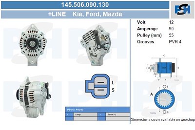 Bv Psh Generator [Hersteller-Nr. 145.506.090.130] für Ford Usa, Kia, Mazda von BV PSH