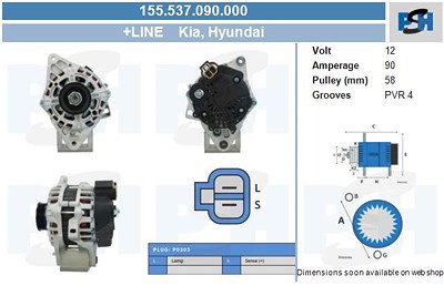 Bv Psh Generator [Hersteller-Nr. 155.537.090.000] für Hyundai, Kia von BV PSH