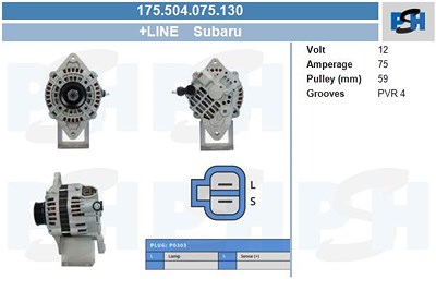 Bv Psh Generator [Hersteller-Nr. 175.504.075.130] für Subaru von BV PSH