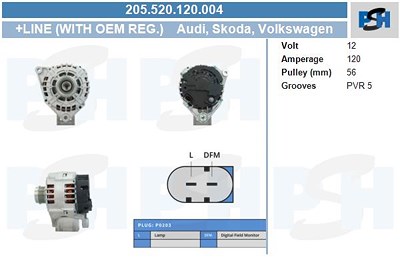 Bv Psh Generator [Hersteller-Nr. 205.520.120.004] für Audi, Skoda, VW von BV PSH