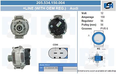 Bv Psh Generator [Hersteller-Nr. 205.534.150.004] für Audi von BV PSH