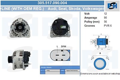 Bv Psh Generator [Hersteller-Nr. 305.517.090.004] für Audi, Seat, Skoda, VW von BV PSH